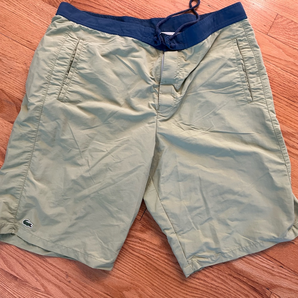 - Lacoste Green Mesh swim trunks Shorts with Navy Trim